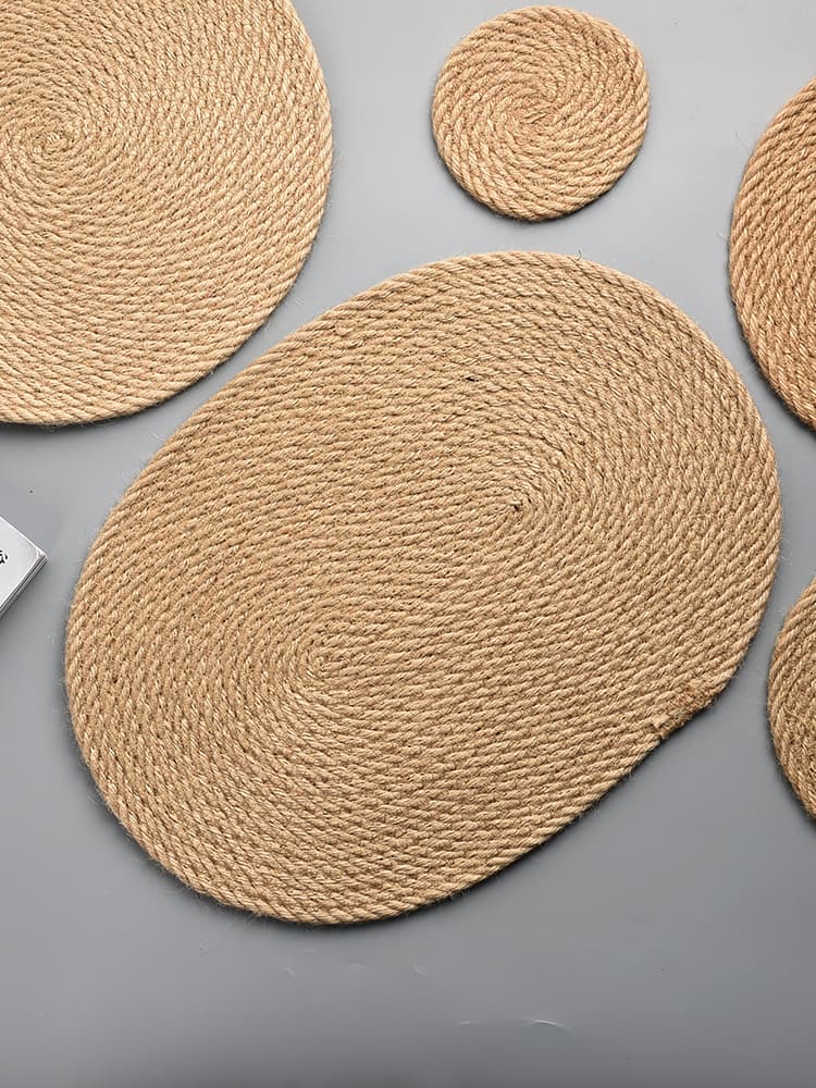 ランチョンマット らせん編み麻縄ランチョンマット