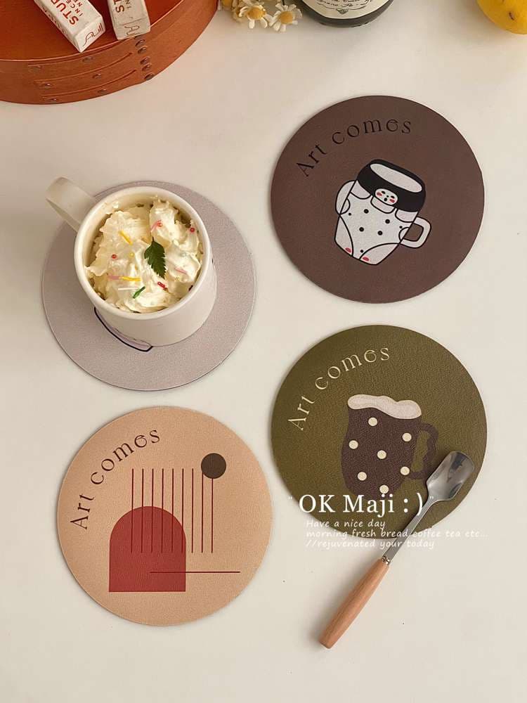 ランチョンマット アートなティータイム合皮コースター