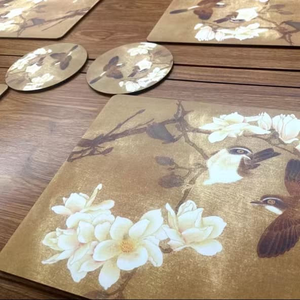 花鳥風月 四季彩りランチョンマット 木製 【高級な花鳥の趣】