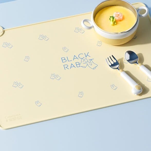 ランチョンマット うさぎ柄食事マット子ども用抗菌シリコン製
