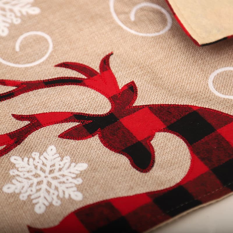 北欧風クリスマス刺繍ランチョンマット 雪花とトナカイ柄